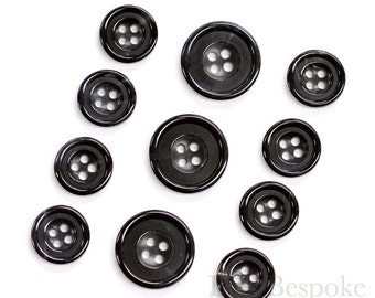 Set of Luxurious Black Genuine Buffalo Horn Suit Buttons