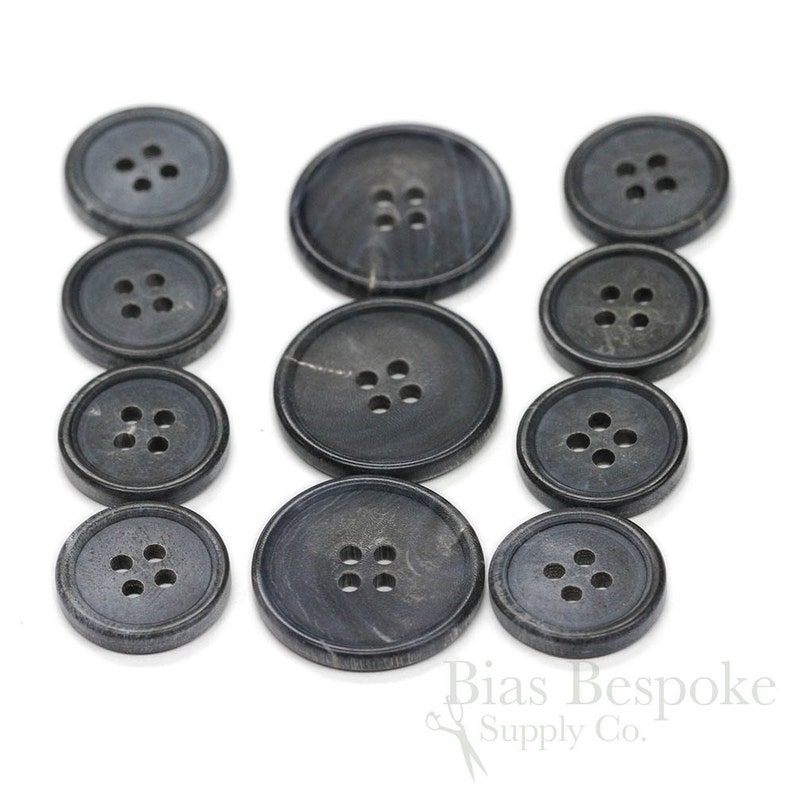 Sets of Dignified Matte Finish Gray-Blue Buffalo Horn Jacket Buttons, Made in Germany image 4