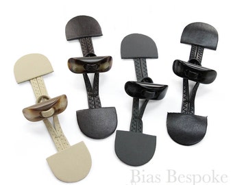 5 1/2" Leather and Horn Toggle Closures in Four Colors, Made in Italy
