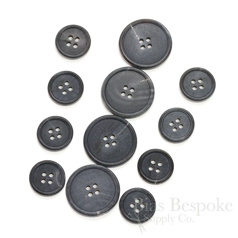 Sets of Dignified Matte Finish Gray-Blue Buffalo Horn Jacket Buttons, Made in Germany image 3