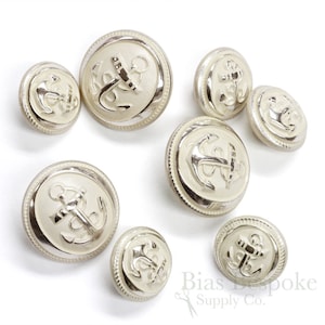 Sets of Hand-Polished Silver Anchor Buttons, Made in France
