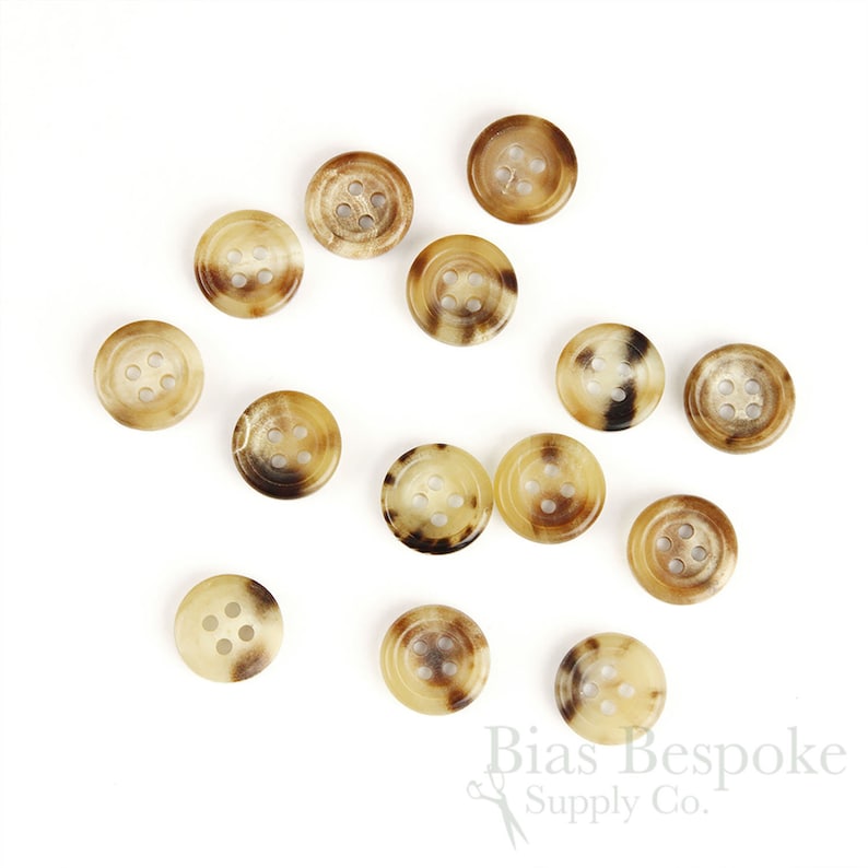 Sets of Mottled Beige & Light Brown Genuine Horn Suit Buttons, Made in Germany image 4