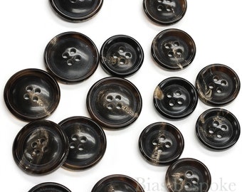 Sets of Casual Darkest Buffalo Horn Suit Buttons, Made in Germany