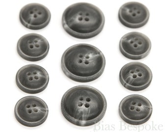 Matte Dark Gray Convex Buttons for Suits and Coats, Made in Italy