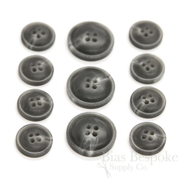 Matte Dark Gray Convex Buttons for Suits and Coats, Made in Italy