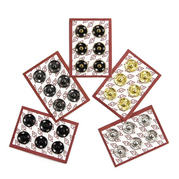 Set di snap sew-on di alta qualità, 14mm, 5 colori disponibili