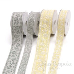 EMMA Floral Jacquard Trim in 5 Colorways and 2 Widths, Made in Italy image 2