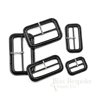 Fibbie in pelle nera PELL con perni in argento, Made in Italy