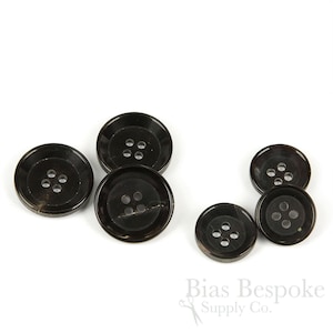 Set of Sharp, Classic Black Buffalo Horn Suit Buttons