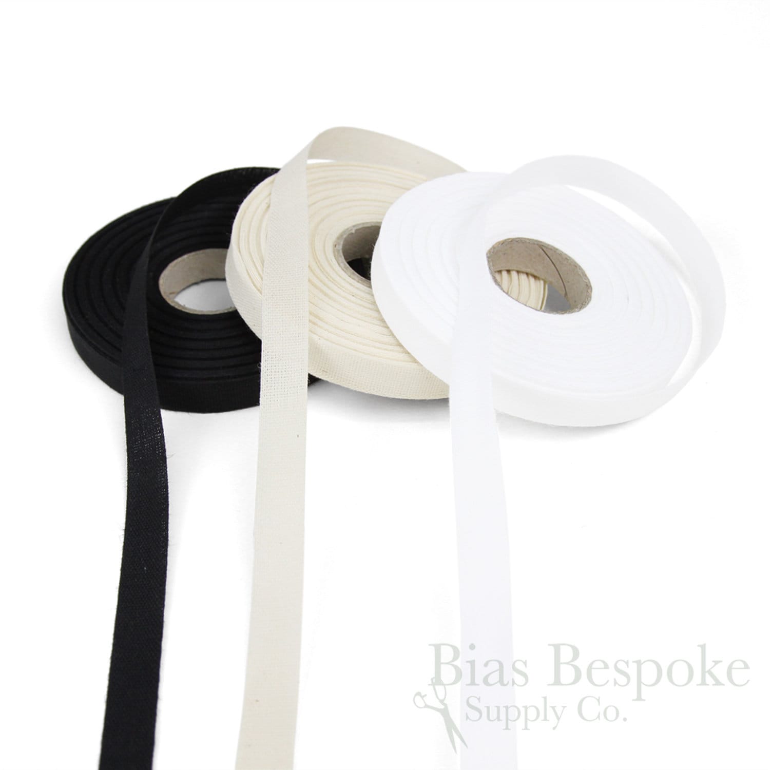 Cotton Foldover Knit Tape White