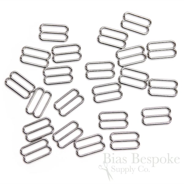 Set of 50 Silver Colored Metal Sliders for Lingerie-Making