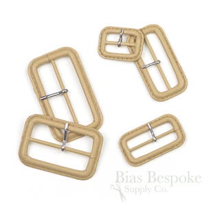 Fibbie in pelle PELL Buff Tan con perni in argento, Made in Italy