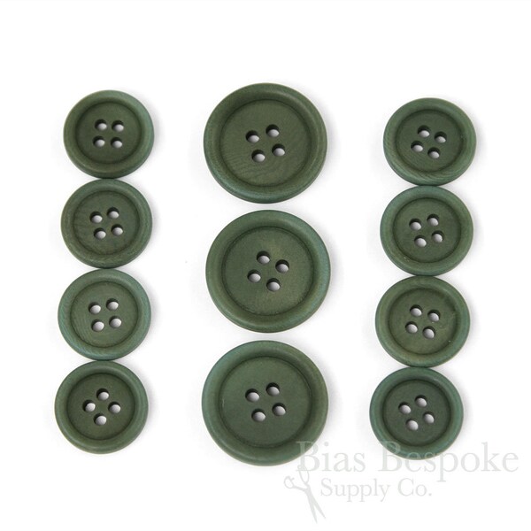 Sets of LUCA Classic Matte Fir Green Corozo Suit Buttons, Made in Italy