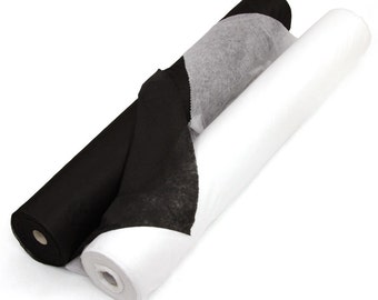 Lightweight Non-Woven Fusible Interlining Fabric, Black and White, By the Yard
