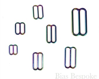 Set of 50 Rainbow Metal Sliders for Lingerie-Making