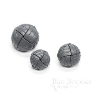 CHELLA Thick, Luxurious Top-Stitched Stone Gray Leather Buttons, Made in Italy