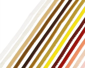 LYRA 11 Picot-Edge Plush Lingerie Elastic in White, Brown & Yellow Shades, Made in Italy