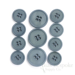 Sets of CULLEN Refined Stone Blue Corozo Suit Buttons, Made in Italy