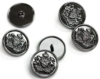 Black Nickel Coat of Arms Buttons in Two Sizes