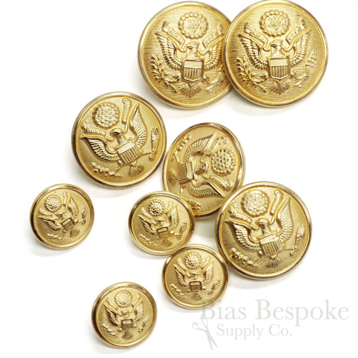 US Military Gold Uniform Buttons in Three Sizes Made in Etsy