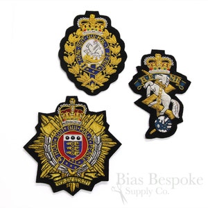 Large Bullion Wire Embroidered Badges in Three Styles