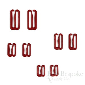 Set of 50 Red Nylon-Coated Metal Hooks for Lingerie-Making
