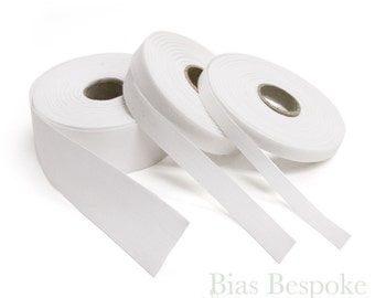 20 Meter Roll of 100% Italian Cotton Twill Tape, White, Available in Three Widths