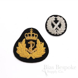 Silver and Gold Bullion Wire Embroidered Badges in Two Styles