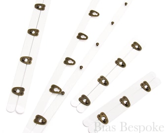 Antique Brass and White Spring Steel Corset Busks, 12 Sizes Available