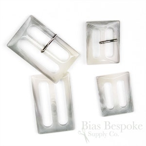 FINESTRA Rectangular Polished Gray & Cream Buckles, Made in Italy