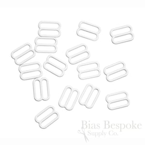 Set of 50 White Nylon-Coated Metal Sliders for Lingerie-Making