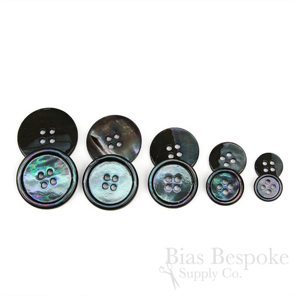 TITO Gray Blue Genuine Mother of Pearl Buttons for Shirts, Suits & Coats, Made in Italy