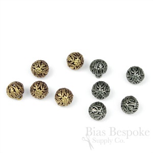 Set of 4 Tiny & Exquisite Filigree Ball Buttons, Made in France