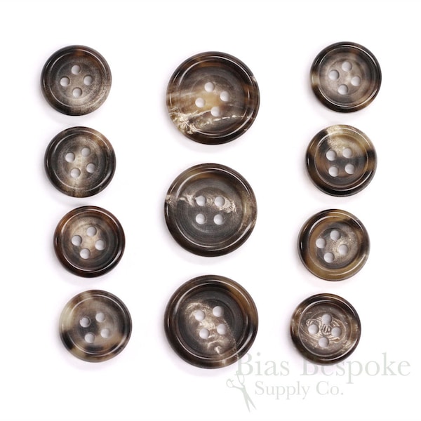 Sets of Luxurious Mottled Brown Genuine Horn Suit Buttons, Made in Germany