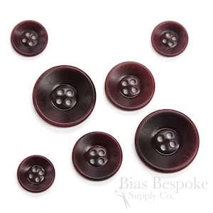 Modern Corozo Suit and Overcoat Buttons, Dark Plum Color, Made in Italy