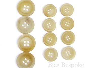 Sets of Classic Matte Blonde Buffalo Horn Buttons for Suits and Coats, Made in Germany