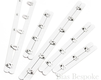Silver and White Spring Steel Corset Busks, 12 Sizes Available