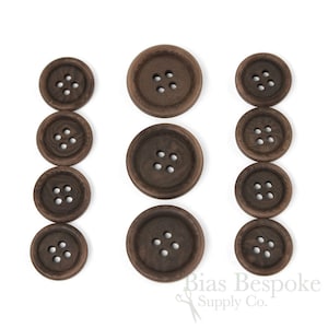 Sets of LUCA Classic Matte Dark Brown Corozo Suit Buttons, Made in Italy