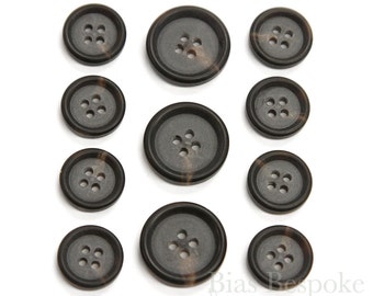 Double-Matte Brown Black Buttons for Suits and Coats, Made in Italy