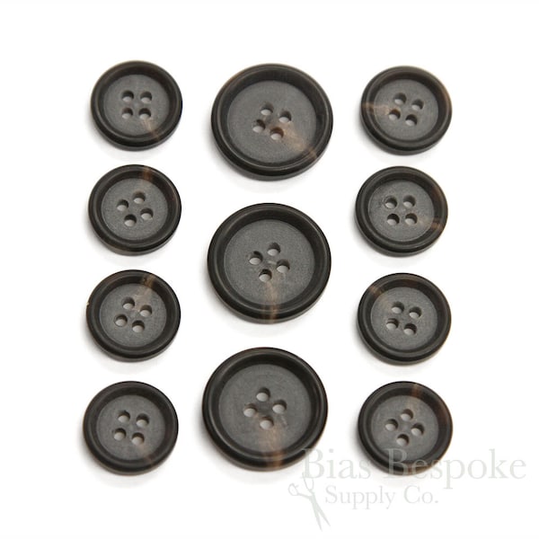 Double-Matte Brown Black Buttons for Suits and Coats, Made in Italy