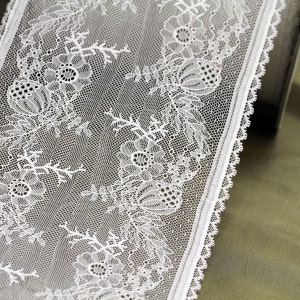 7" Wide Jacobean Floral Lace Trim, Made in France, Sold by the Yard