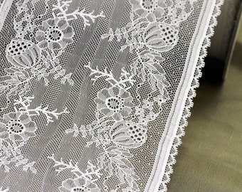 7" Wide Jacobean Floral Lace Trim, Made in France, Sold by the Yard