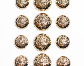 Sets of Bright Gold Metal Crest Buttons