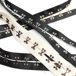 Riveted Satin Hook & Eye Tape in Four Colors, Made in Italy, Sold by the Yard