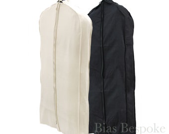 CT4 100% Cotton Canvas Gusseted Garment Bag, Medium Length for 4-5 Coats or Dresses