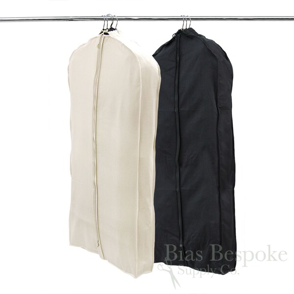 CT4 100% Cotton Canvas Gusseted Garment Bag, Medium Length for 4-5 Coats or Dresses