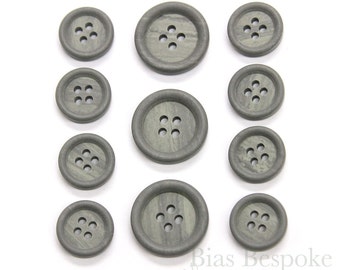 Medium Gray Classic Wood-Look Suit Buttons, Made in Italy