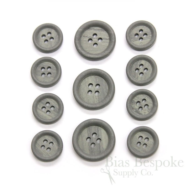 Medium Gray Classic Wood-Look Suit Buttons, Made in Italy