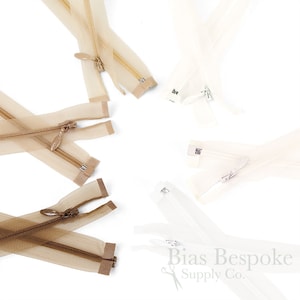 18&quot; Transparent Invisible Separating Zippers, Size #4, Bias Bespoke Brand