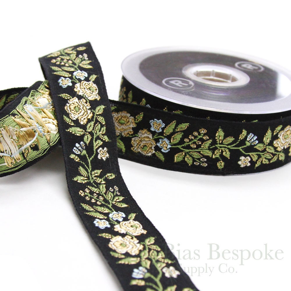 Wide Floral Jacquard Ribbon - 3.75 Inch – Rose Mille